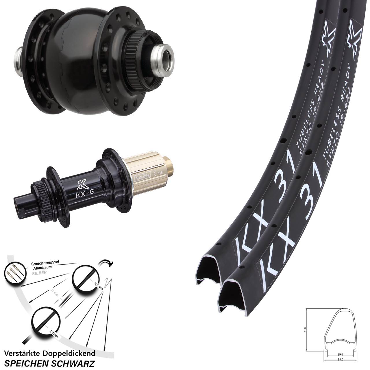 Disc Laufradsatz SON 28 Zoll KX-G 31 Offset 8-12 fach 12x100/142