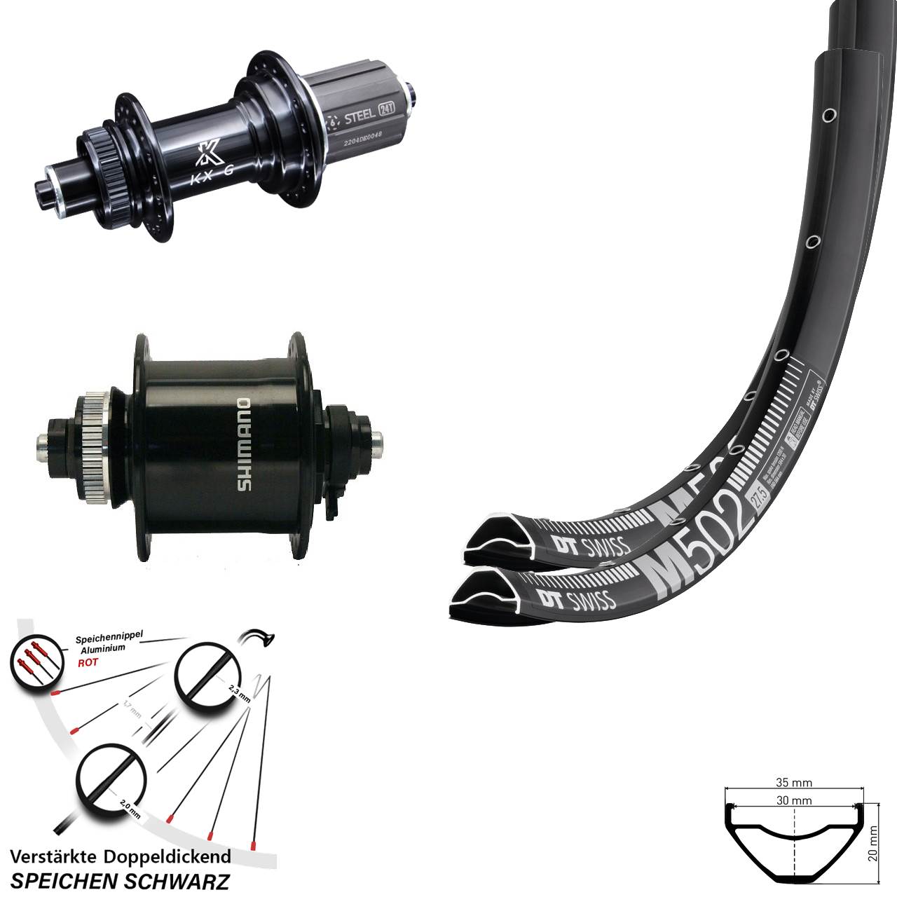 DT Swiss M502 KX-GS Shimano DH-UR700 29 Zoll Laufradsatz QR 8-12 fach HG