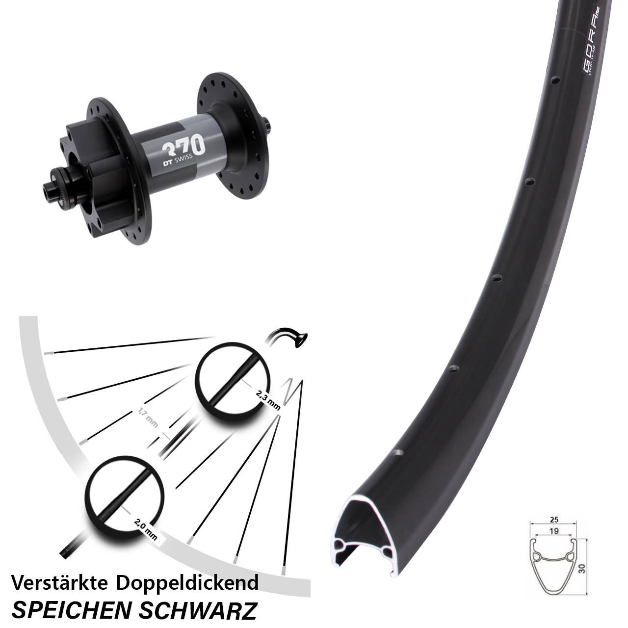 Disc Laufrad 28 Zoll Gora Plus DT Swiss 370 für Schnellspanner