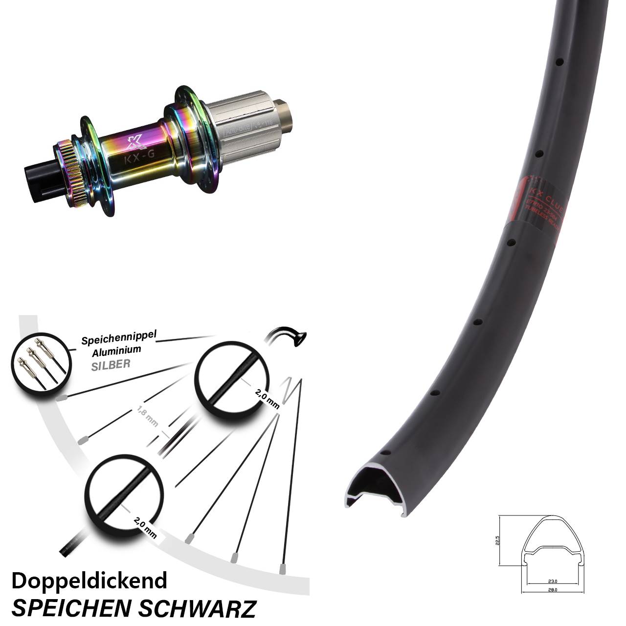 Clue 28 Zoll Hinterrad KX-G 8-12 fach 12x142