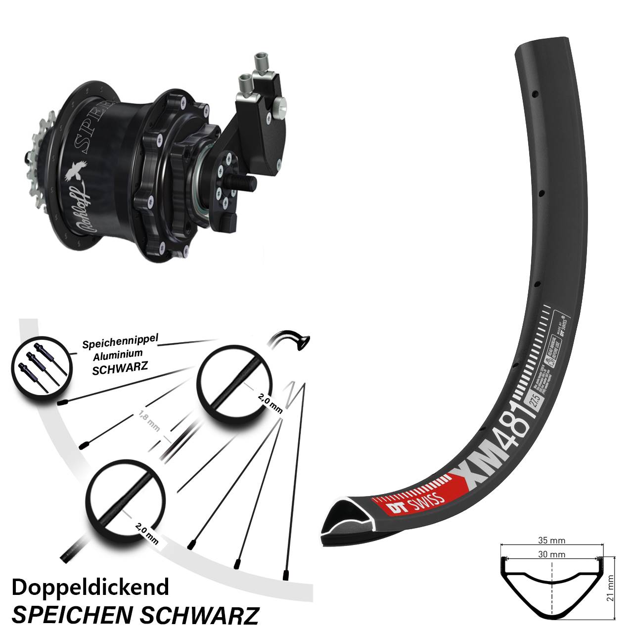 Disc Hinterrrad 27,5 Zoll DT Swiss XM 481 Rohloff Speedhub TS DB OEM Tandem
