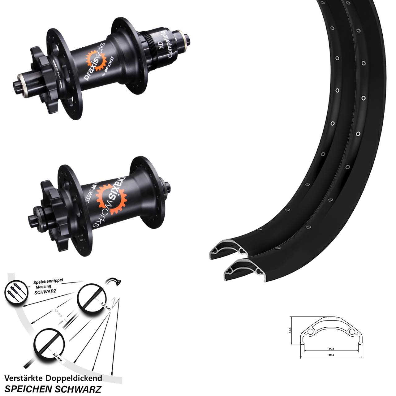 6-Loch Laufradsatz 29 Zoll Ryde Disc 35 DT Swiss 350 XD 11-12 fach für Schnellspanner