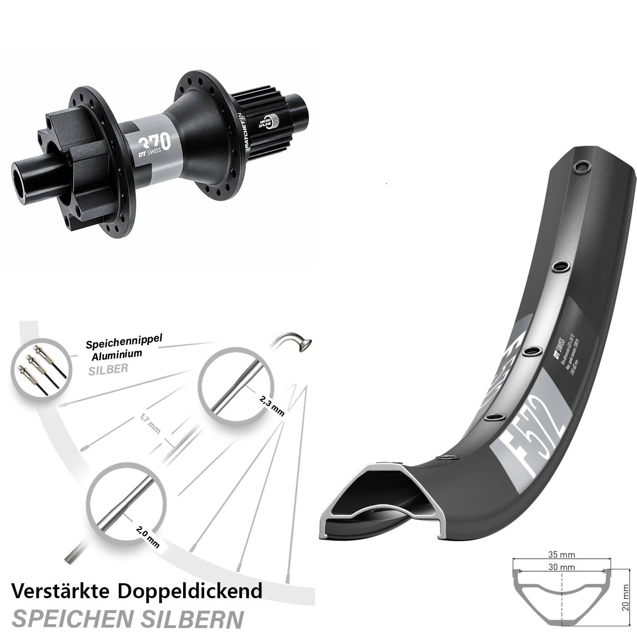 DT Swiss F572-370 29 Zoll Disc Laufrad 12x142 Shimano Micro Spline