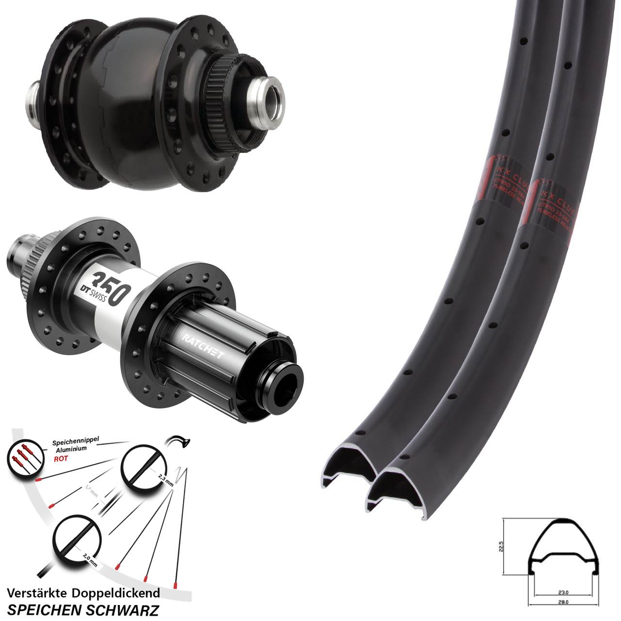 Laufradsatz Centerlock 26 Zoll KX Clue DT Swiss 350 SON delux 8-11 fach HG 12x100/142