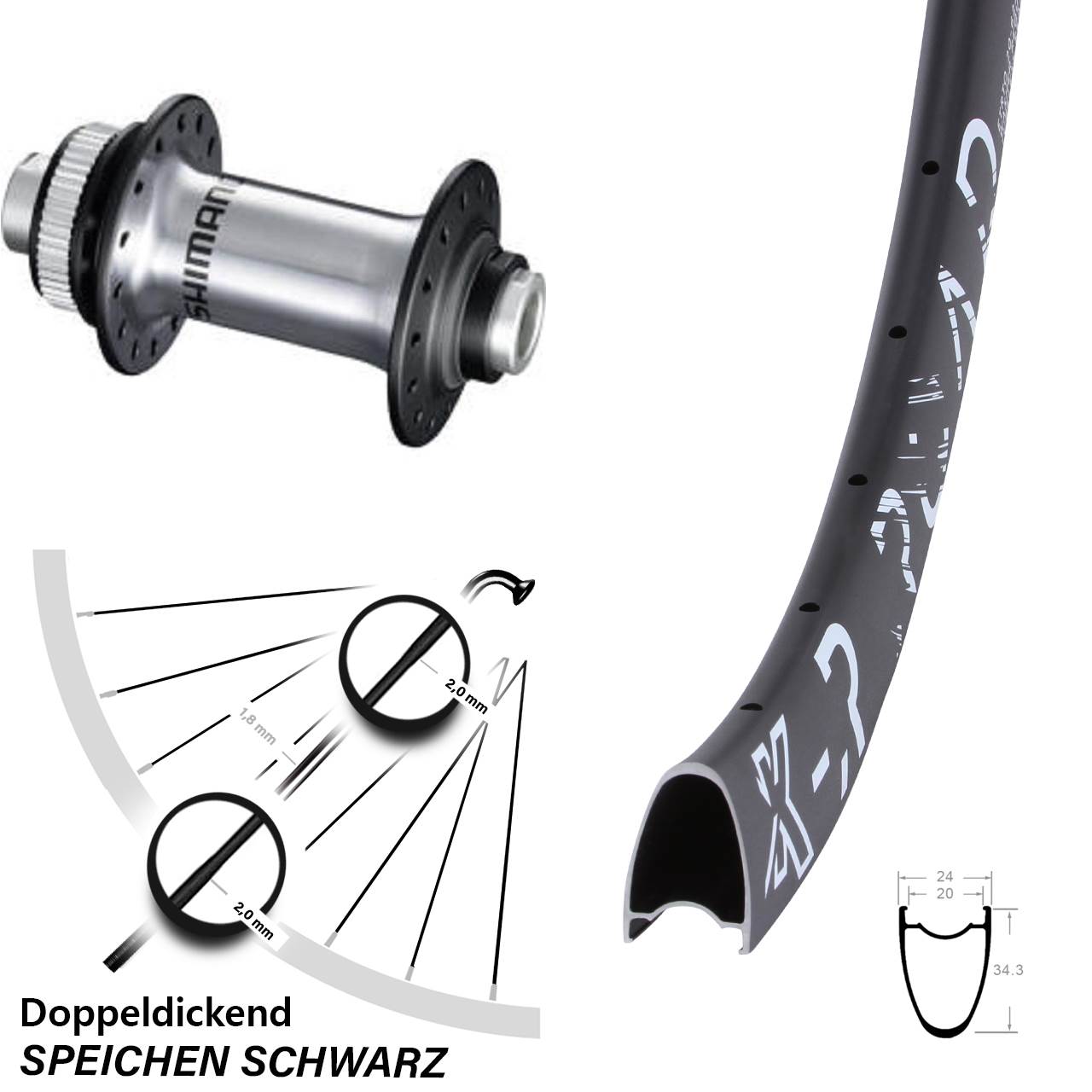 28 Zoll KX-R Road Shimano RS770 Vorderrad Centerlock 12x100