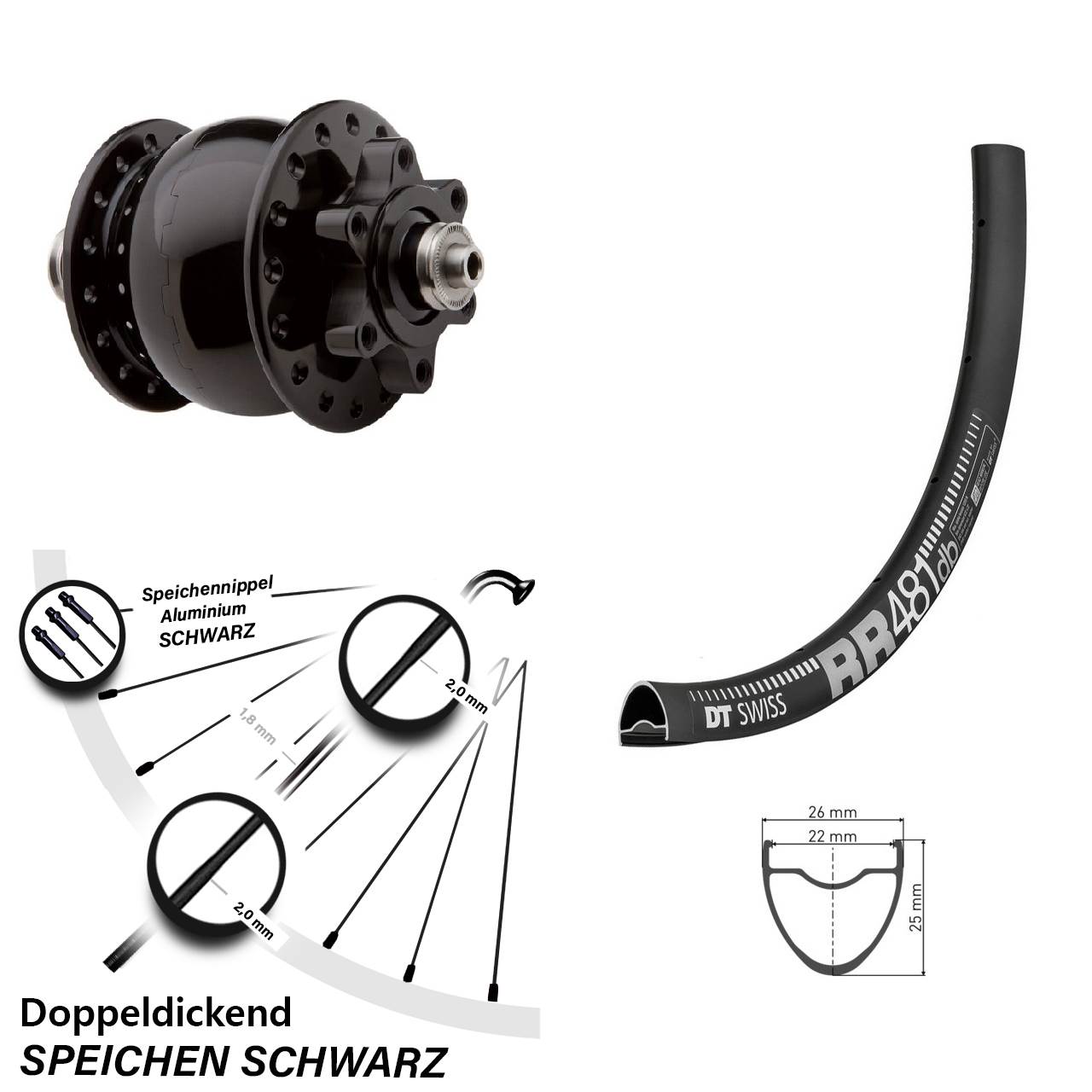 Vorderrad 28 Zoll DT Swiss RR 481 DB SON Dynamo für Schnellspanner
