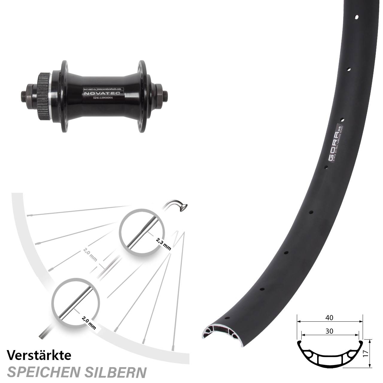 Disc Vorderrad 27,5 Zoll Gora 35 Novatec D471 für Schnellspanner