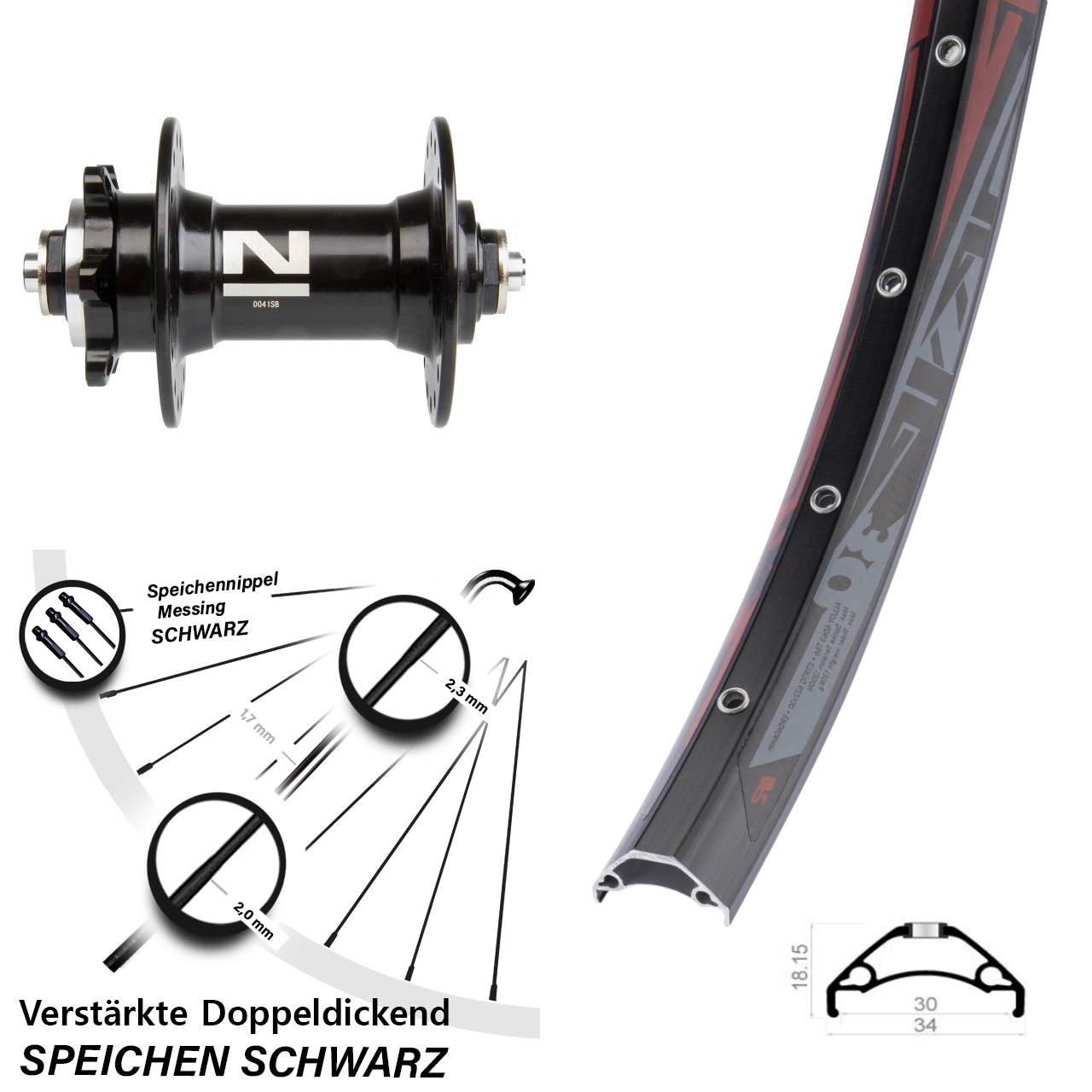 Rodi TRYP 30 Novatec D-041 29 Zoll Disc Laufrad für Schnellspanner