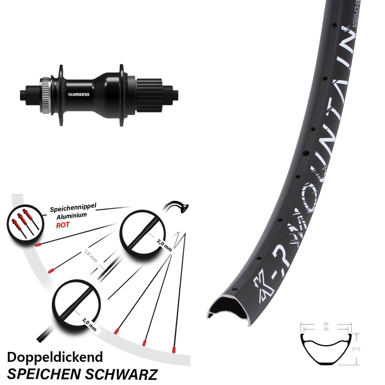 Centerlock Hinterrad QR 27,5 Zoll KX-R Mountain Shimano FH-QC500 Micro Spline