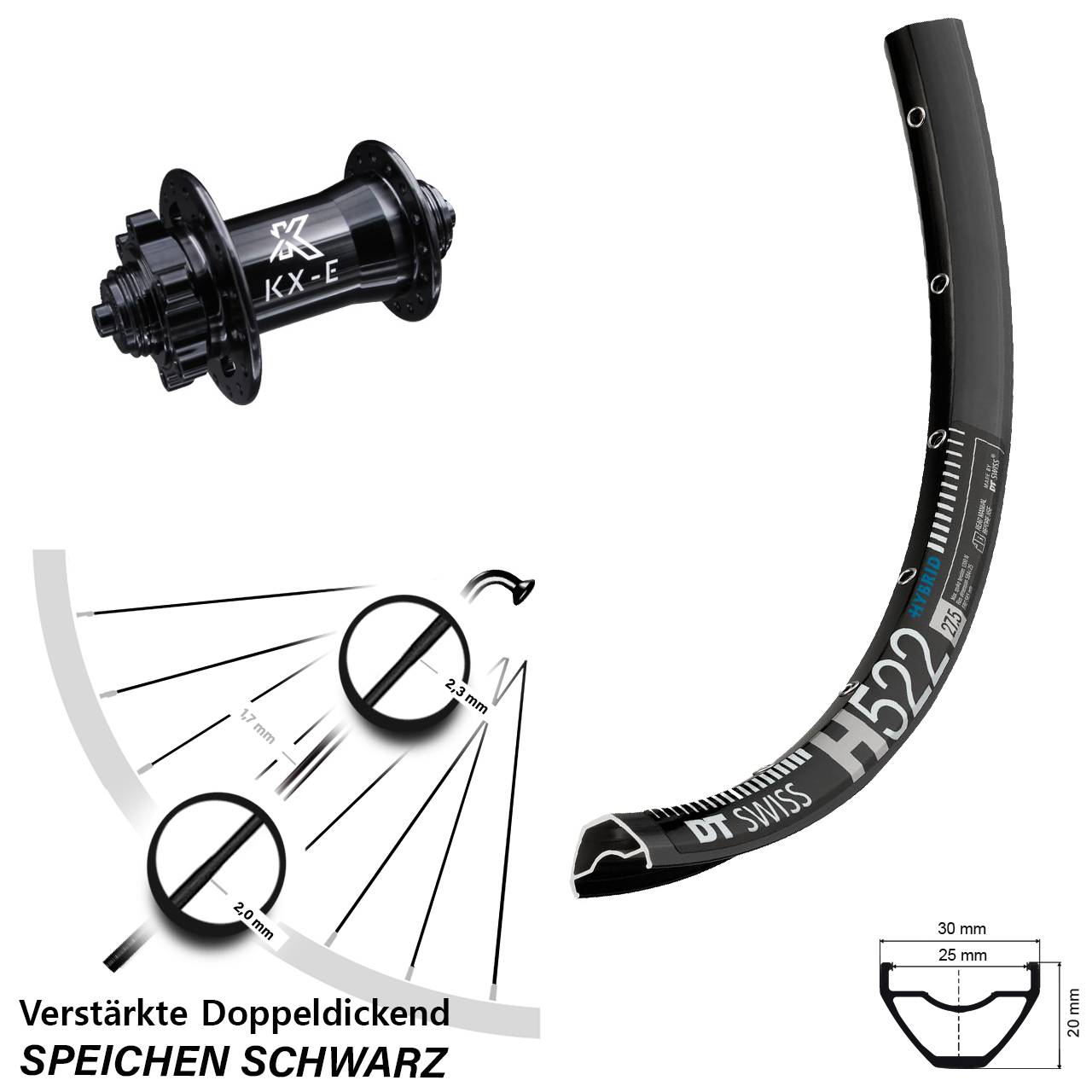 DT Swiss H 522 Vorderrad 29 Zoll mit KX-E Disc 5x100 mm 4 Kugellager