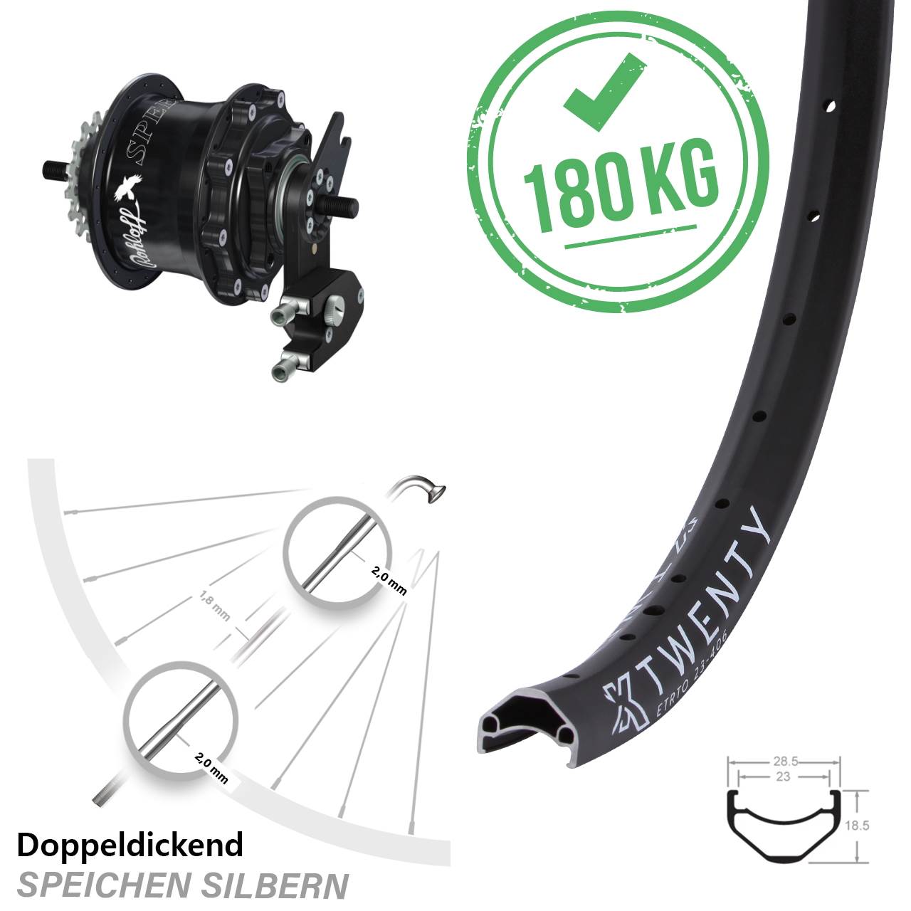 Hinterrad 20 Zoll Rohloff Speedhub 500/14 TS Disc OEM2 KX Twenty