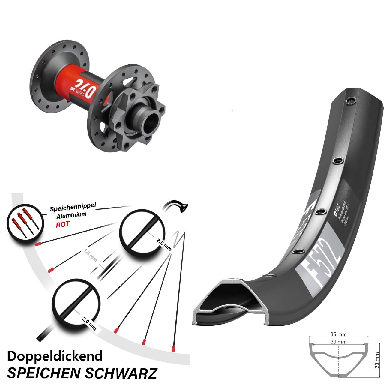 Vorderrad 6-Loch 650B DT Swiss F572-240 15x110 Boost