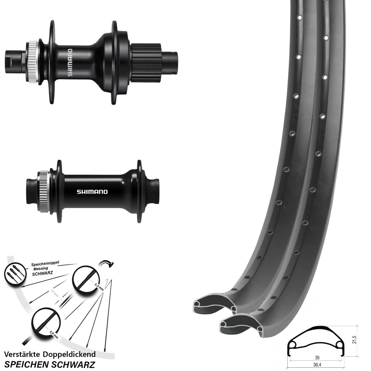 Laufradsatz Centerlock 15x100 12x142 29 Zoll Ambrosio E35 Shimano FH-MT510 HB-TC500 Micro Spline
