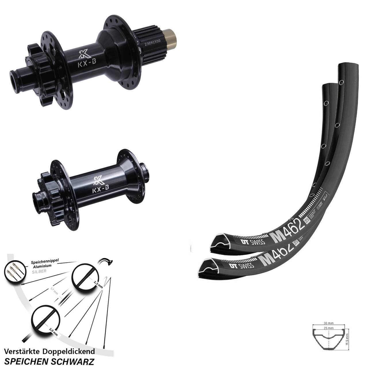 Disc Laufrad-Satz 15x110 12x148 29 Zoll DT Swiss M 462 KX-B Micro Spline