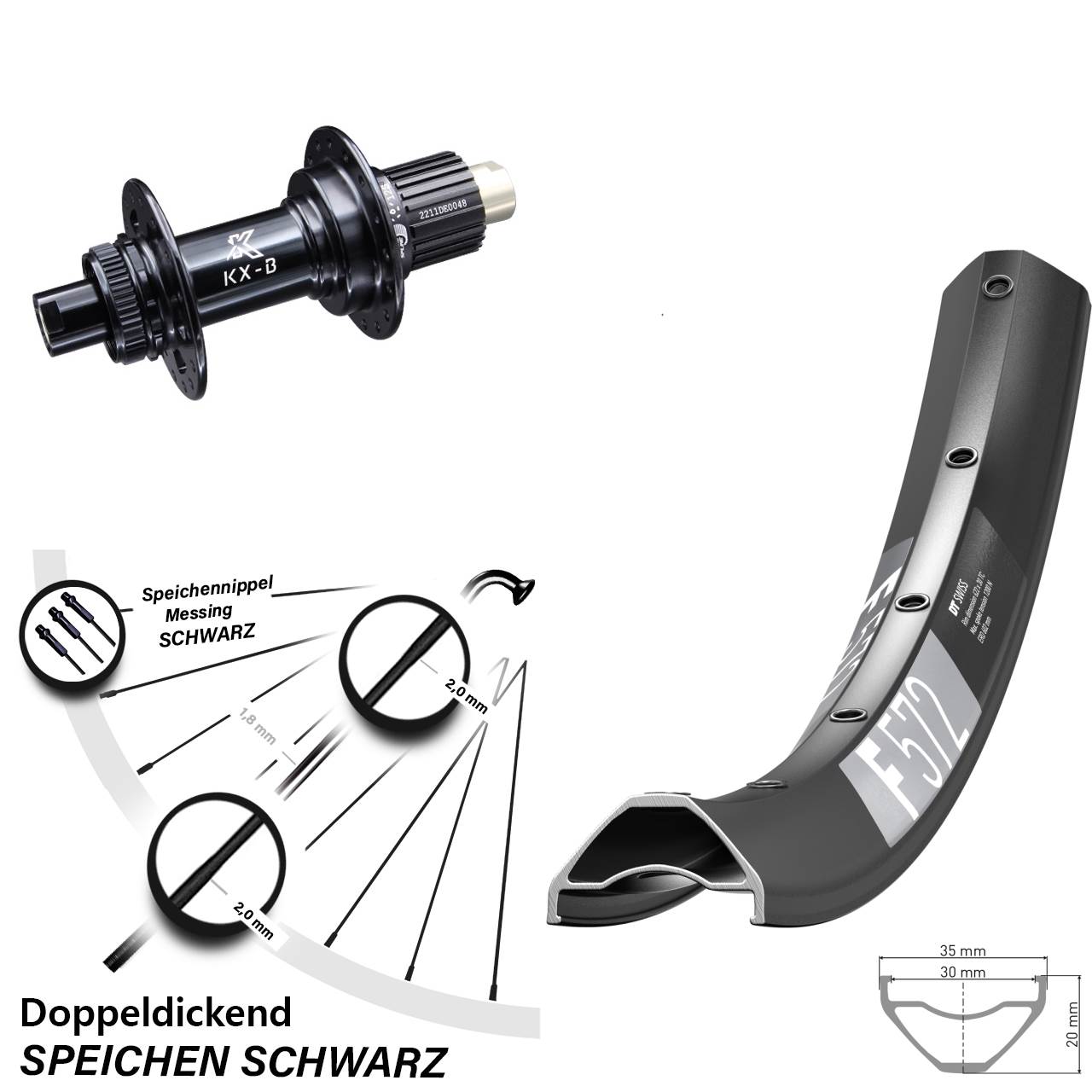 27,5 Zoll Hinterrad DT Swiss F572 KX-B Centerlock Micro Spline 12x148