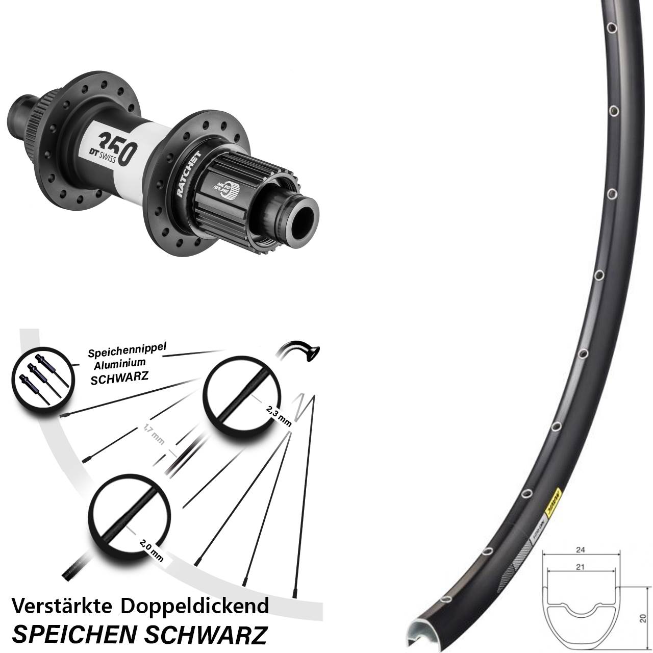 Hinterrad 29 Zoll Mavic XC621 DT Swiss 350 Centerlock 12x142 Micro Spline