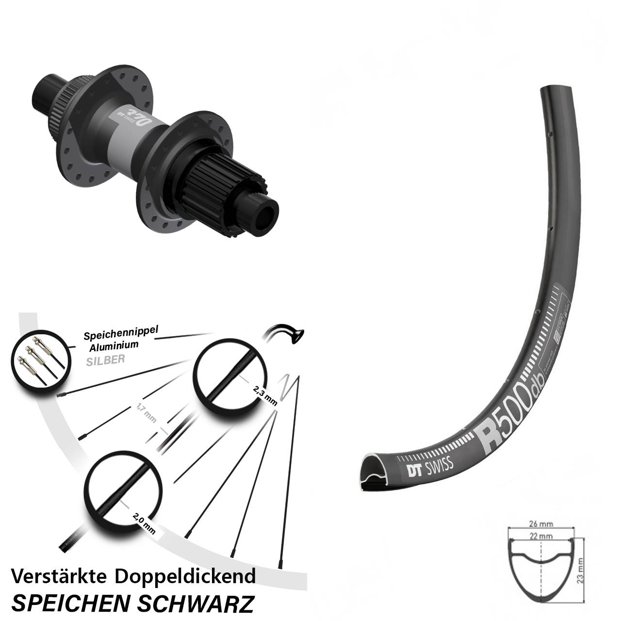 Disc Hinterrad 28 Zoll DT Swiss R500 370 Shimano Micro Spline 12x142