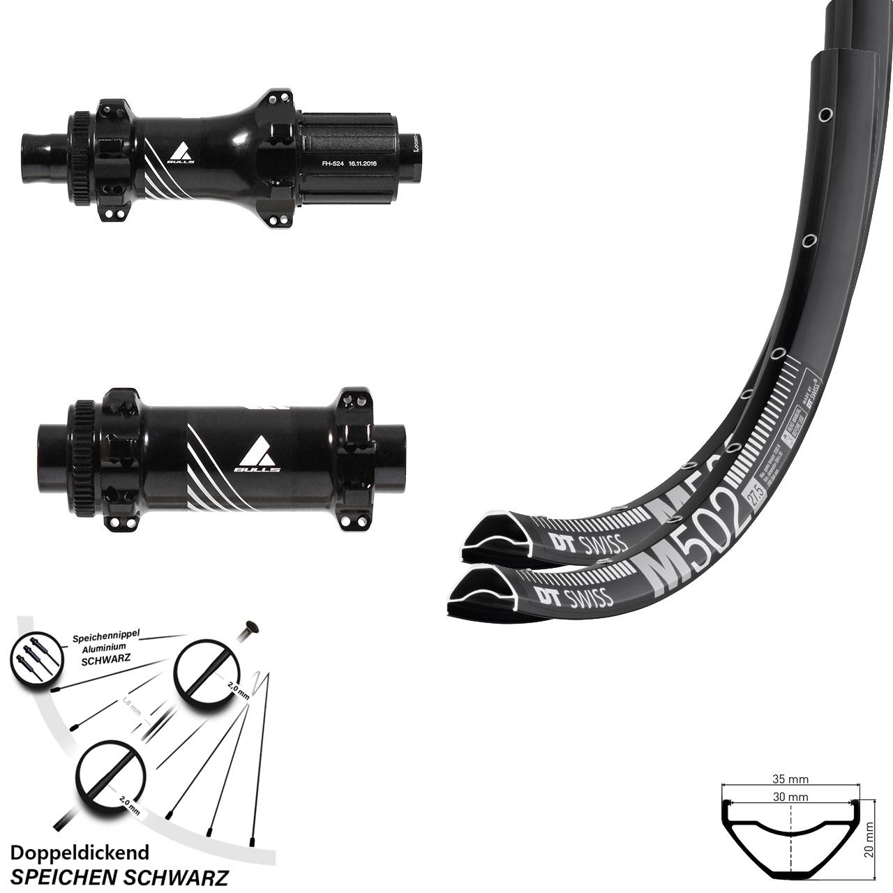 29 Zoll Laufradsatz Boost DT Swiss M 502 Straightpull Formula