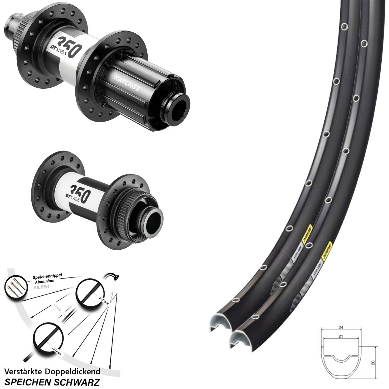 Mavic XC621 DT Swiss 350 28-29 Zoll Disc Laufrad-Satz 15x100 12x142 11-12 fach HG