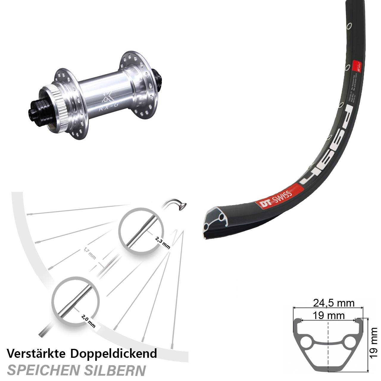 DT Swiss 466 KX-G 28 Zoll Disc Vorderrad QR