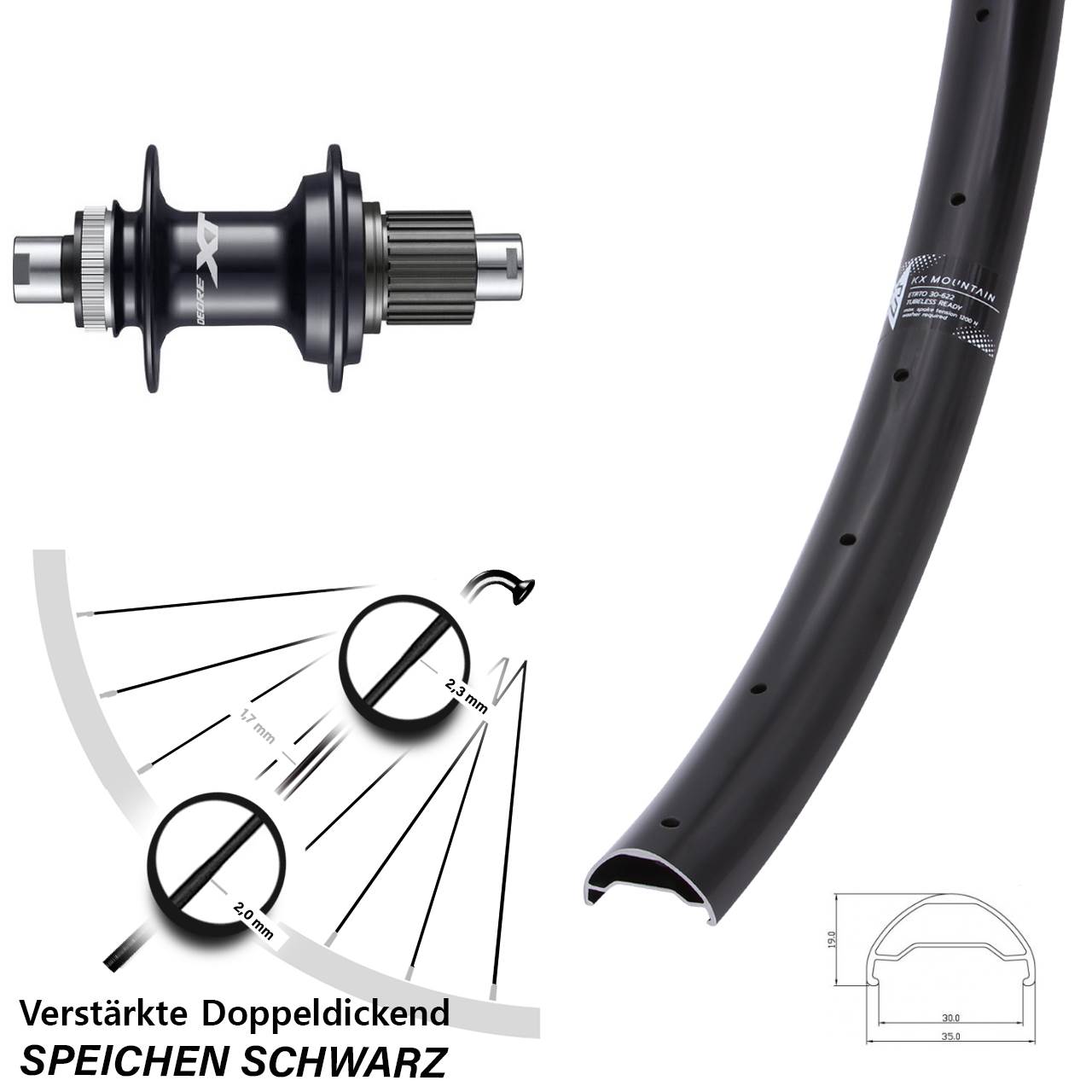 Hinterrad Centerlock 29 Zoll KX Mountain TR Shimano FH-M8110 Shimano Micro Spline 12x142