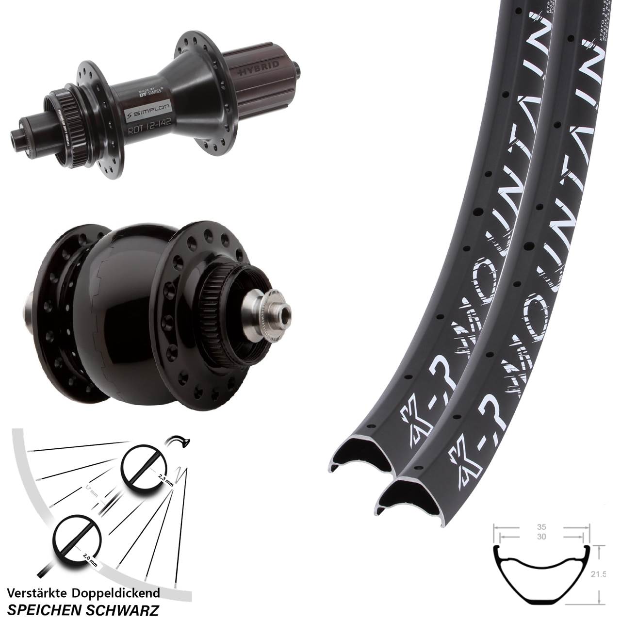 Disc Laufradsatz 27,5 Zoll KX-R Mountain DT Swiss 370 Hybrid SONdelux 8-11 fach HG QR