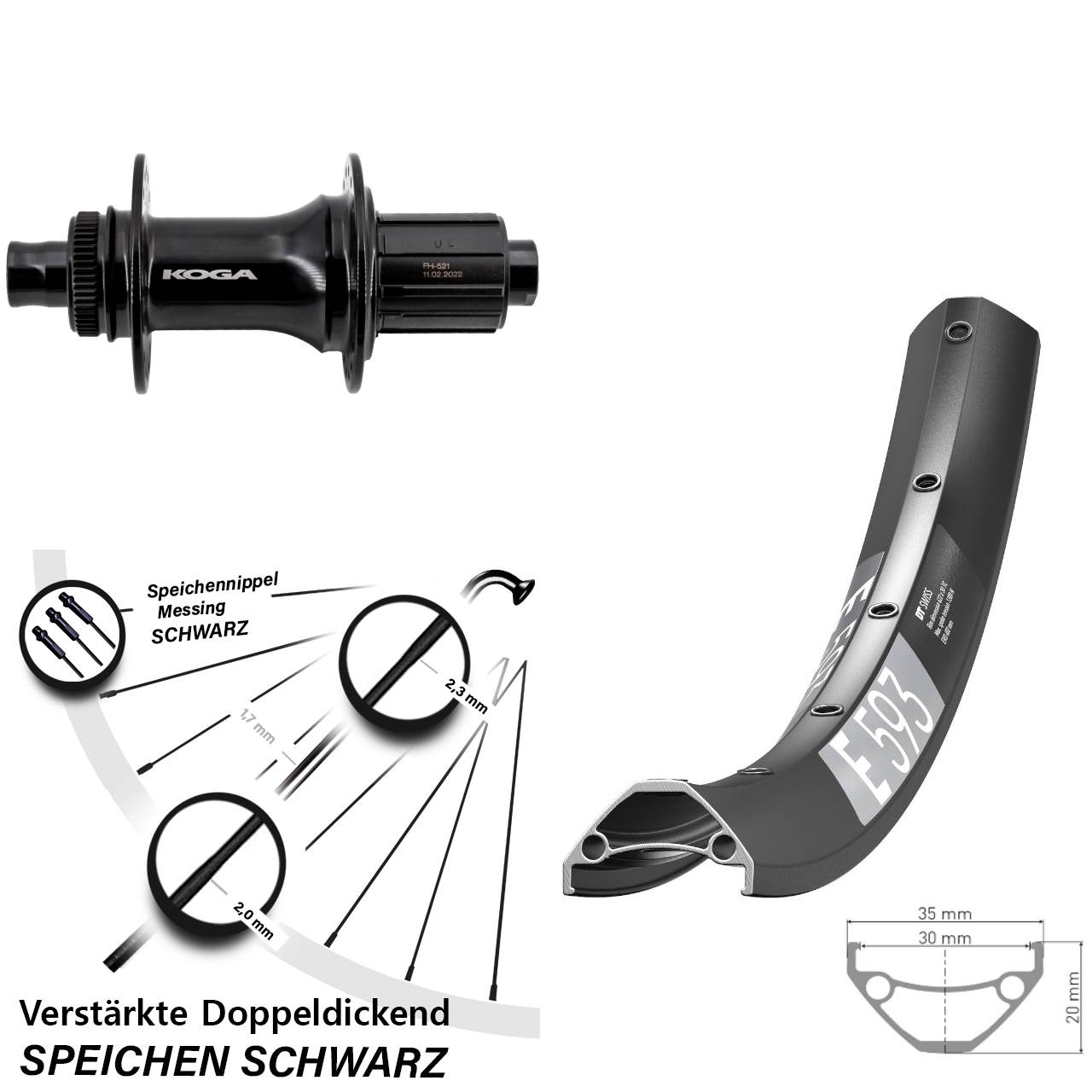 Centerlock Hinterrad 29 Zoll DT Swiss E593 Formula ECT-148S 8-11 fach 12x148