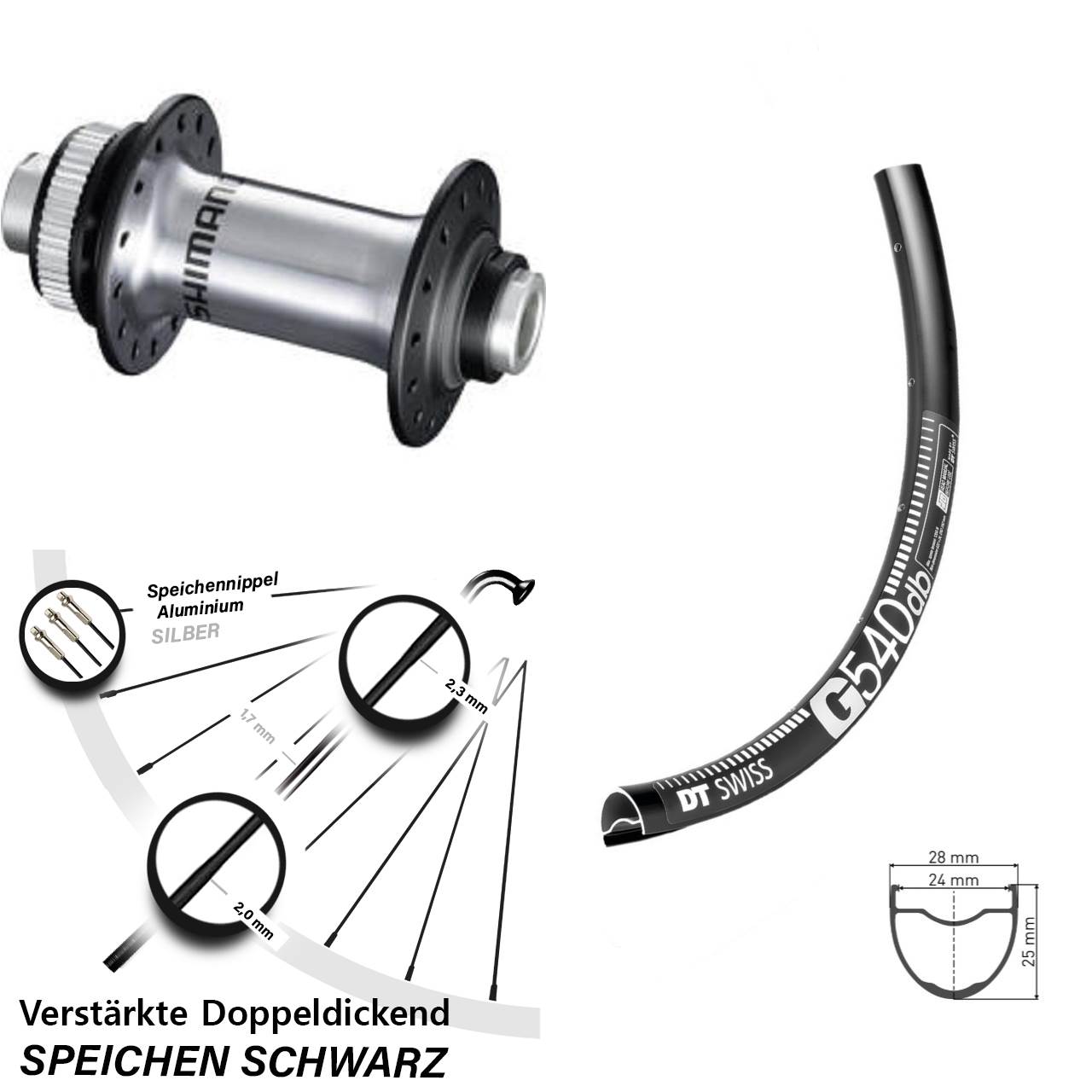 28-29 Zoll DT Swiss G540 Shimano RS770 Disc Vorderrad 12x100