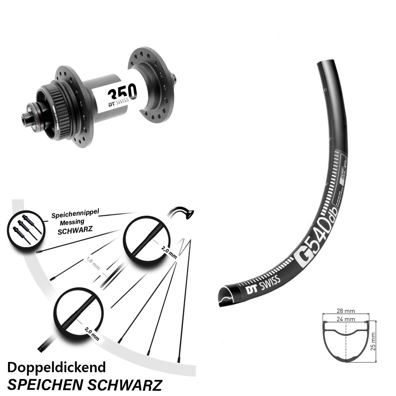 Vorderrad Centerlock 28 Zoll DT Swiss G540-350 QR