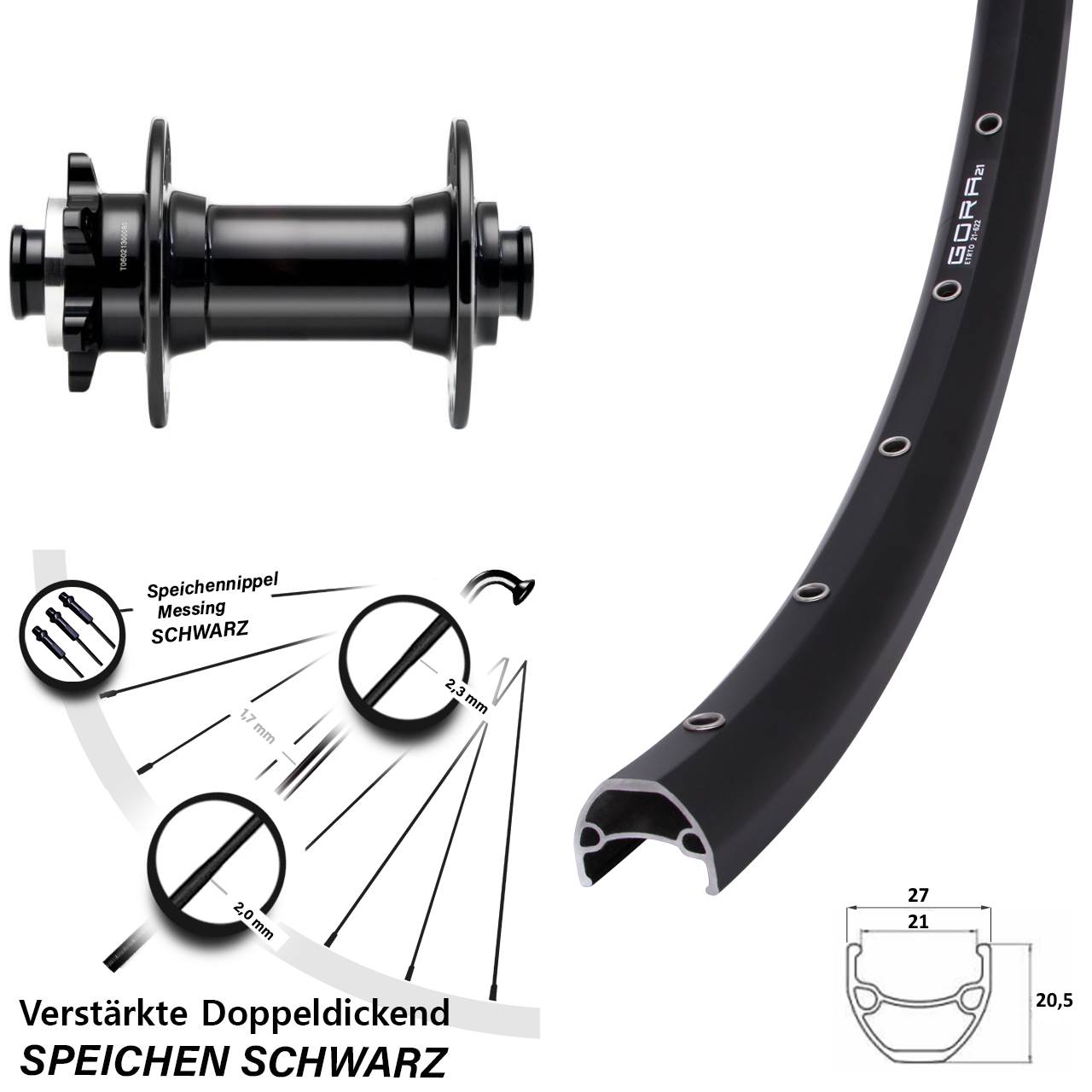 Boost Vorderrad 6-Loch 15x110 29 Zoll Gora 21 Novatec D341-B15