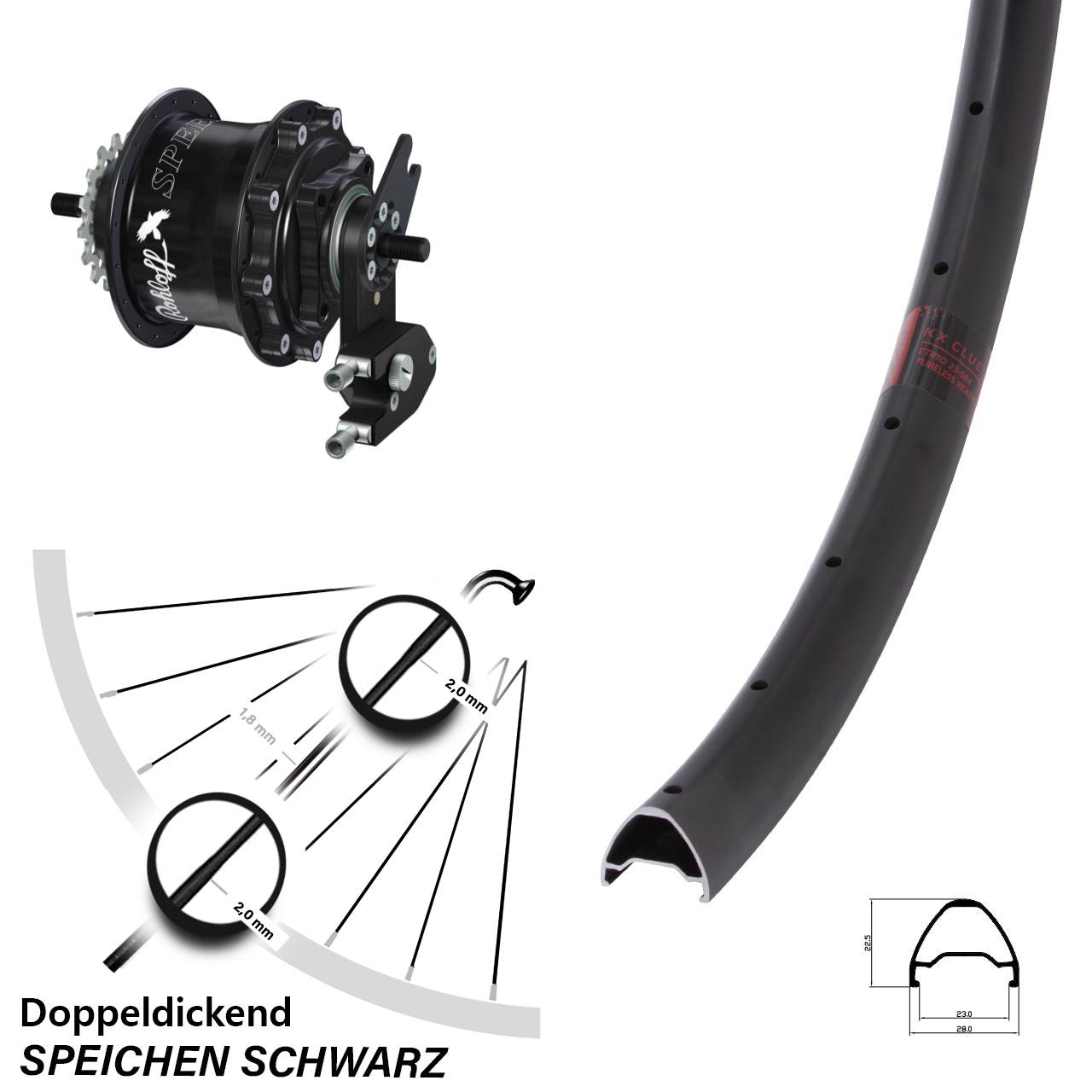 Hinterrad 27,5 Zoll KX Clue Rohloff Speedhub 500/14 TS DB OEM2 schwarz