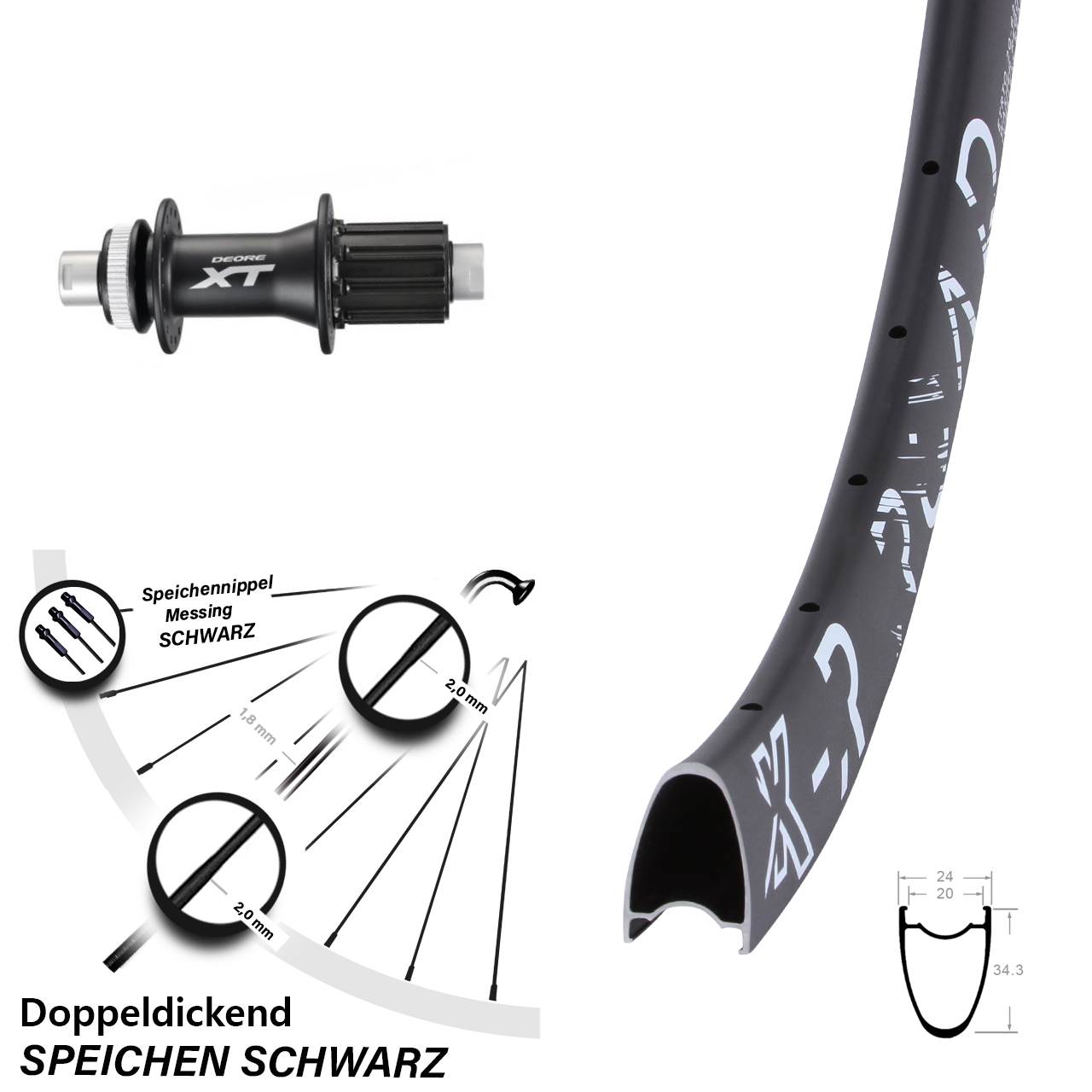 28 Zoll R Road Hinterrad Shimano XT 12x142