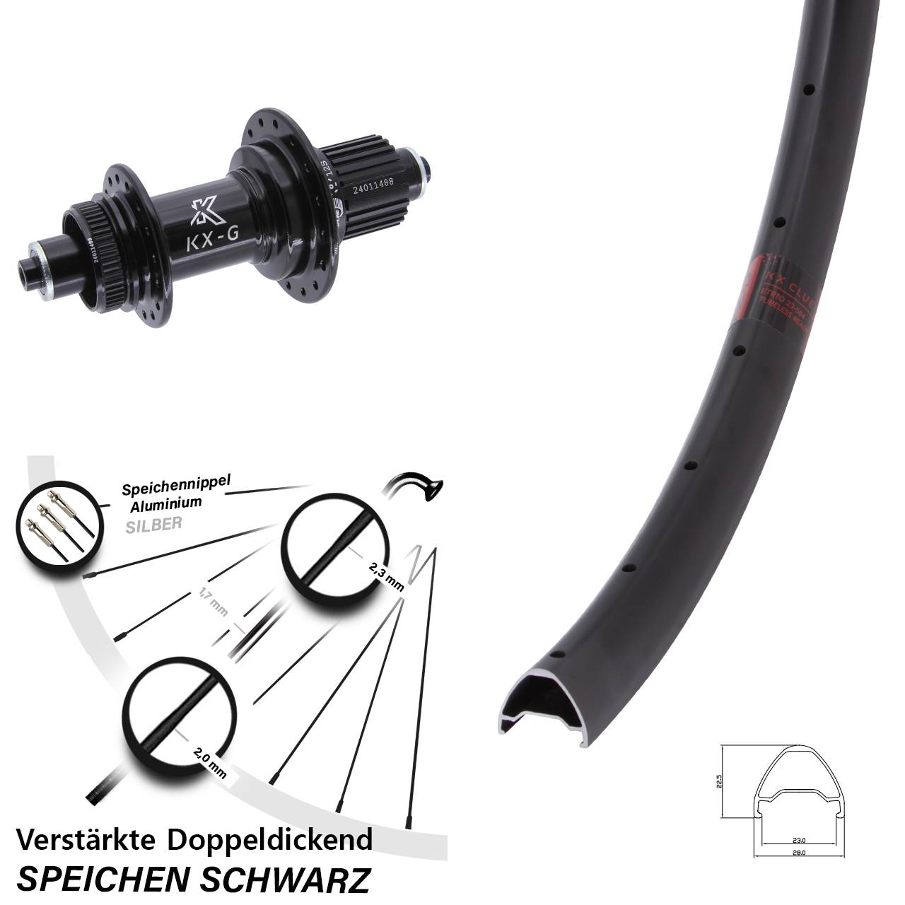 Hinterrad Centerlock QR 27,5 Zoll KX-G Clue Micro Spline