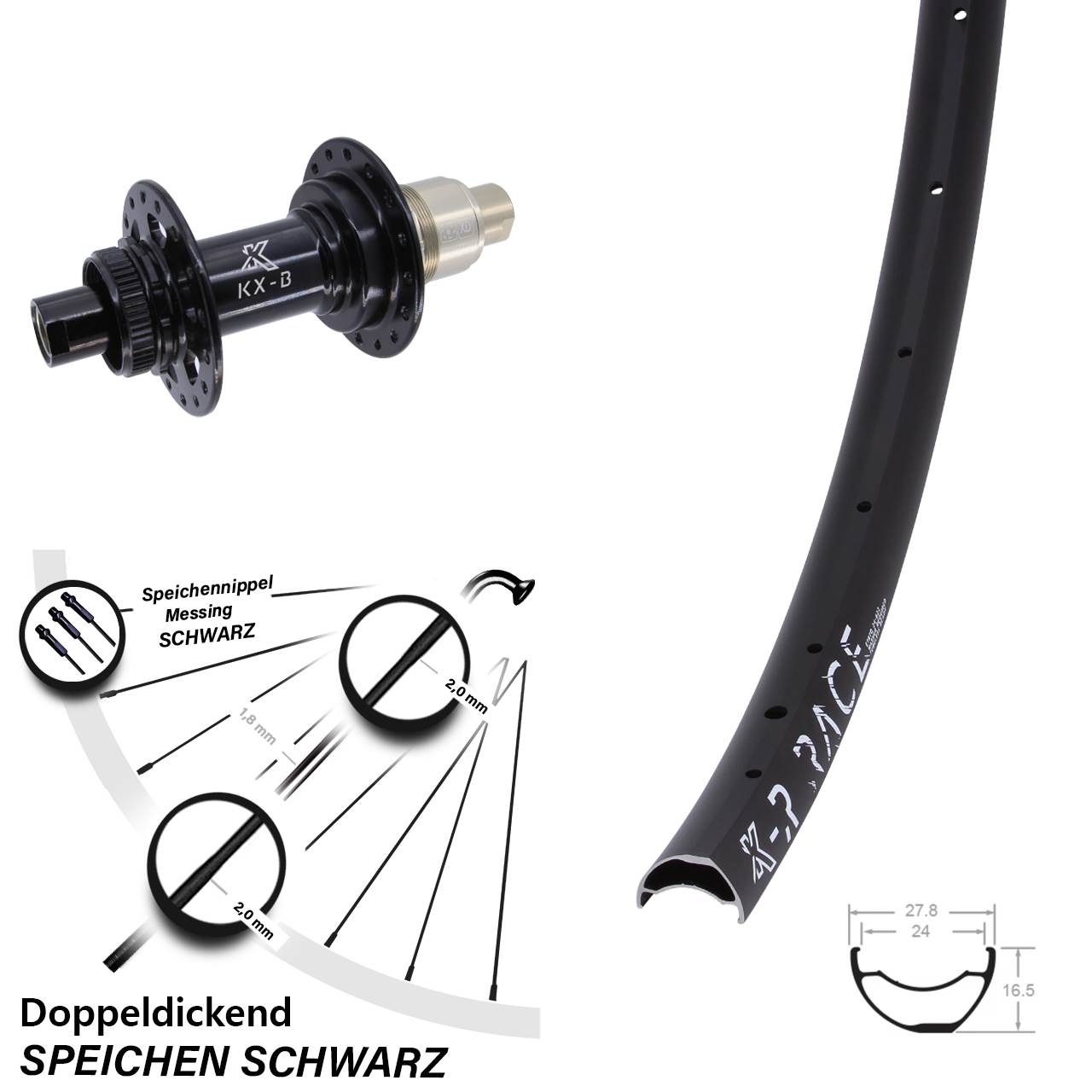 KXR-B Race Hinterrad Centerlock 12x148 Boost XD