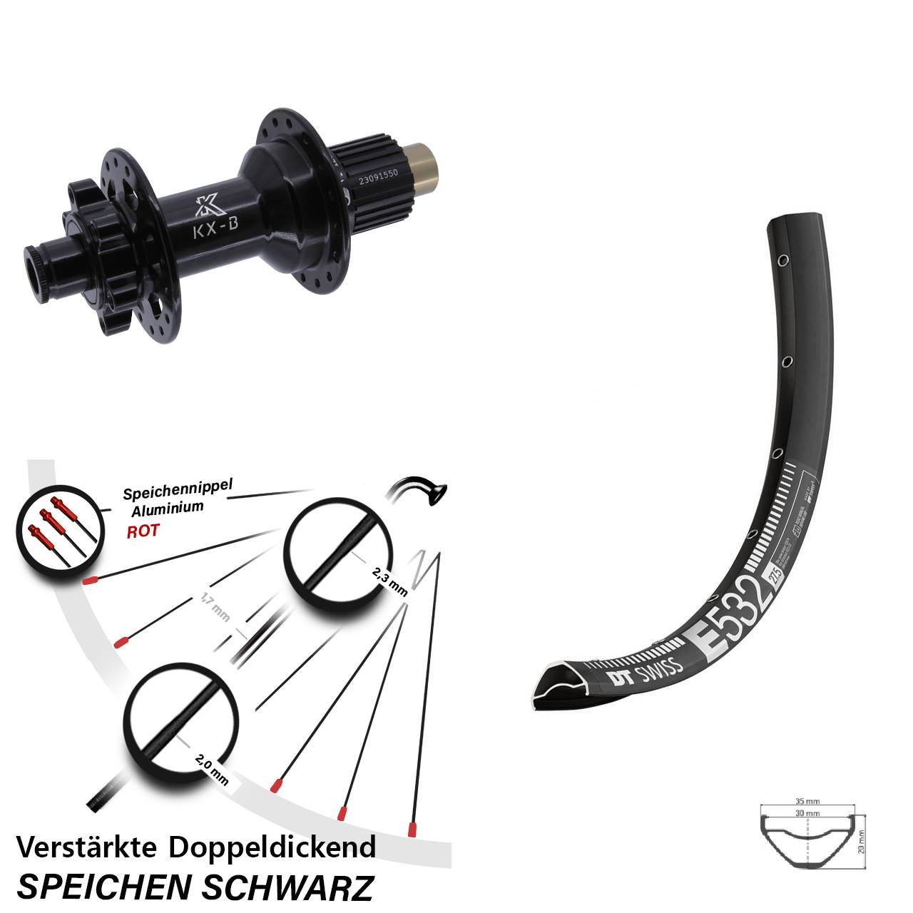 Boost Disc Hinterrad 12x148 29 Zoll DT Swiss E 532 KX-B Micro Spline
