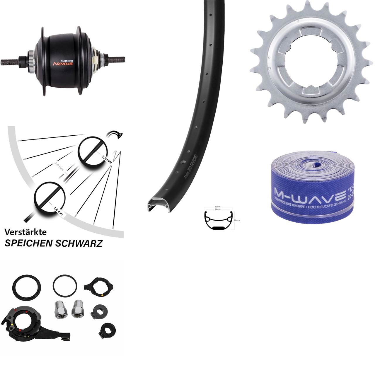 26 Zoll Hinterrad Ryde Andra 29 Shimano Nexus 8-Gang Disc
