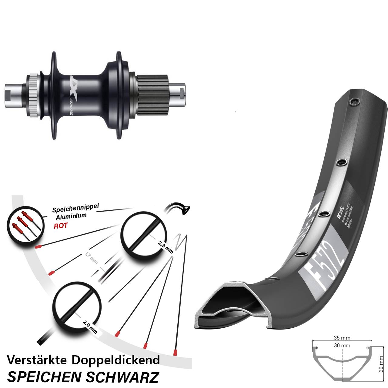 DT Swiss F572 Shimano FH-M8110 650B Hinterrad Centerlock 12x142 Micro Spline