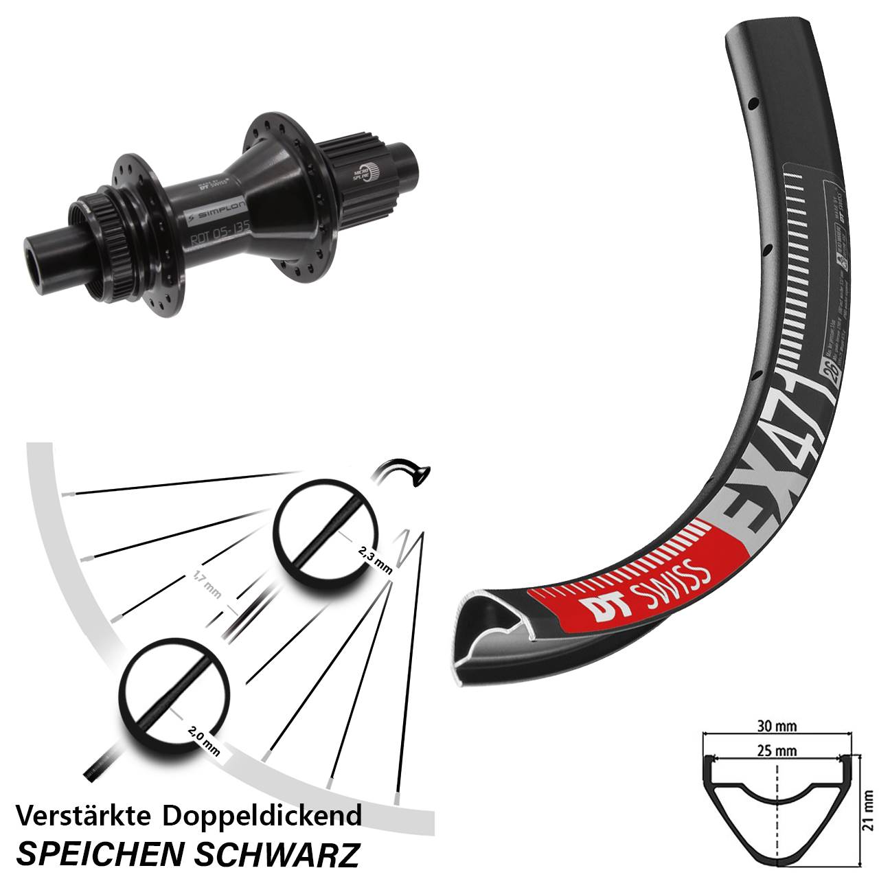 DT Swiss EX471-370 Hybrid 26 Zoll Centerlock Hinterrad 12x142 Shimano Micro Spline