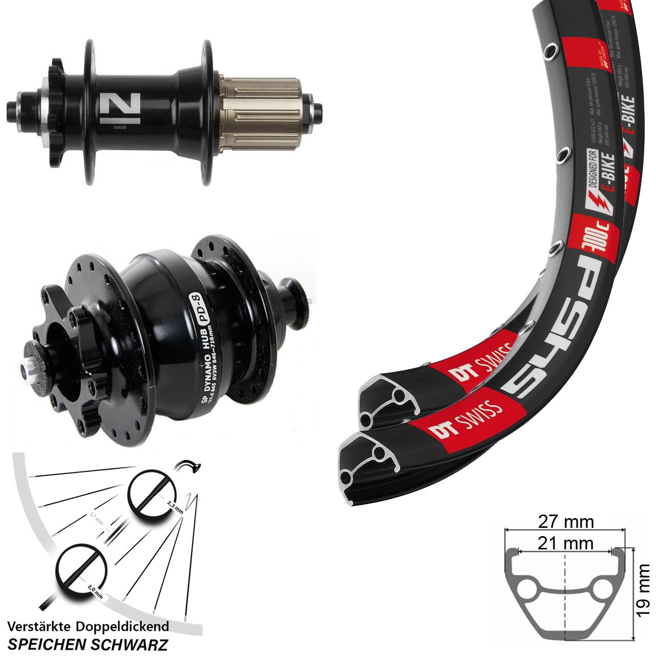 Laufrad-Satz 26 Zoll DT Swiss 545d Novatec D042 SP PD-8 Disc 6-Loch 8-11 fach HG QR