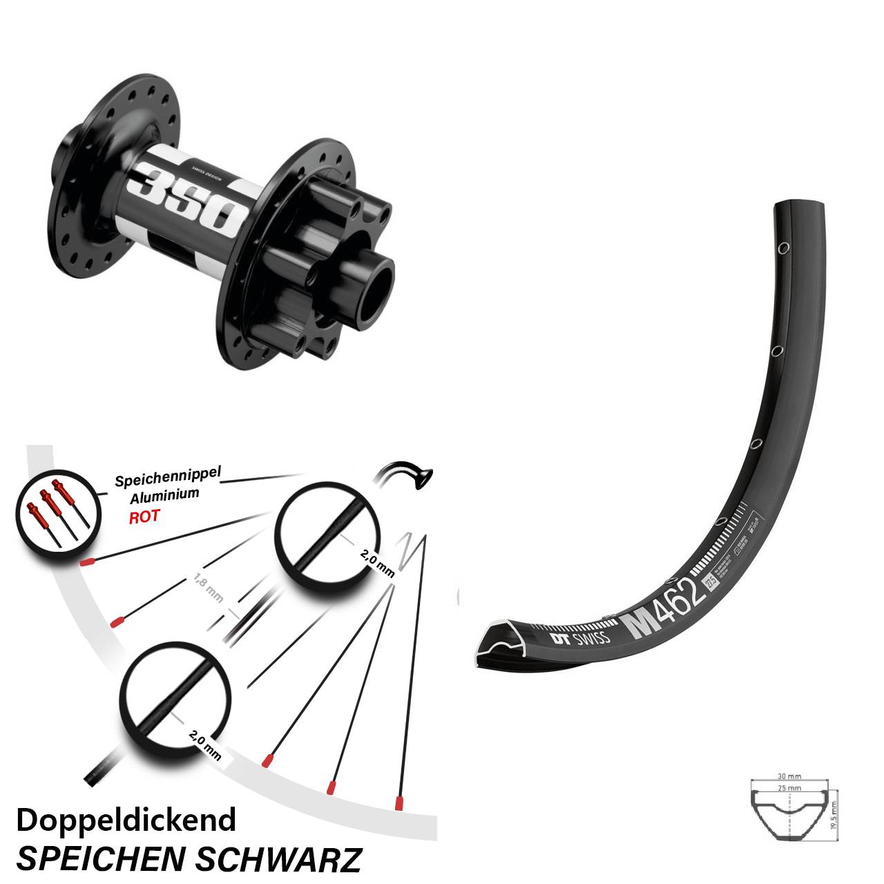 Boost Vorderrad 6-Loch 15x110 650B DT Swiss M 462 350