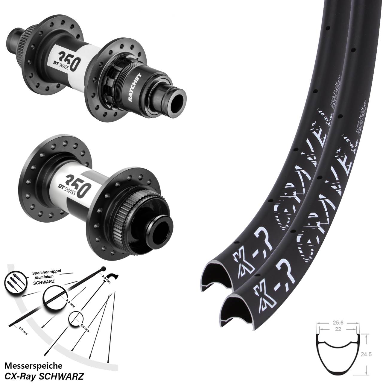 Disc Laufrad-Satz 12x100/142 29 Zoll KX-R Gravel DT Swiss 350 XDR 11-12 fach CX-Ray