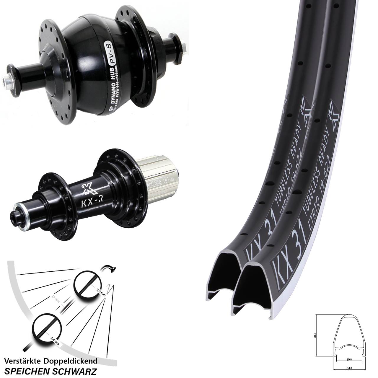 Laufradsatz 28 Zoll KX-R31 Shutter Precision PV-8 8-12 fach HG für Schnellspanner