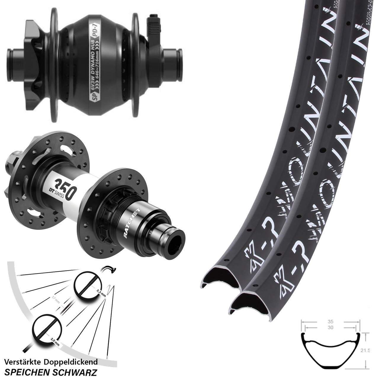 29 Zoll KX-R Mountain SP PD-7 DT Swiss 350 XD Disc Laufradsatz 12x100/142