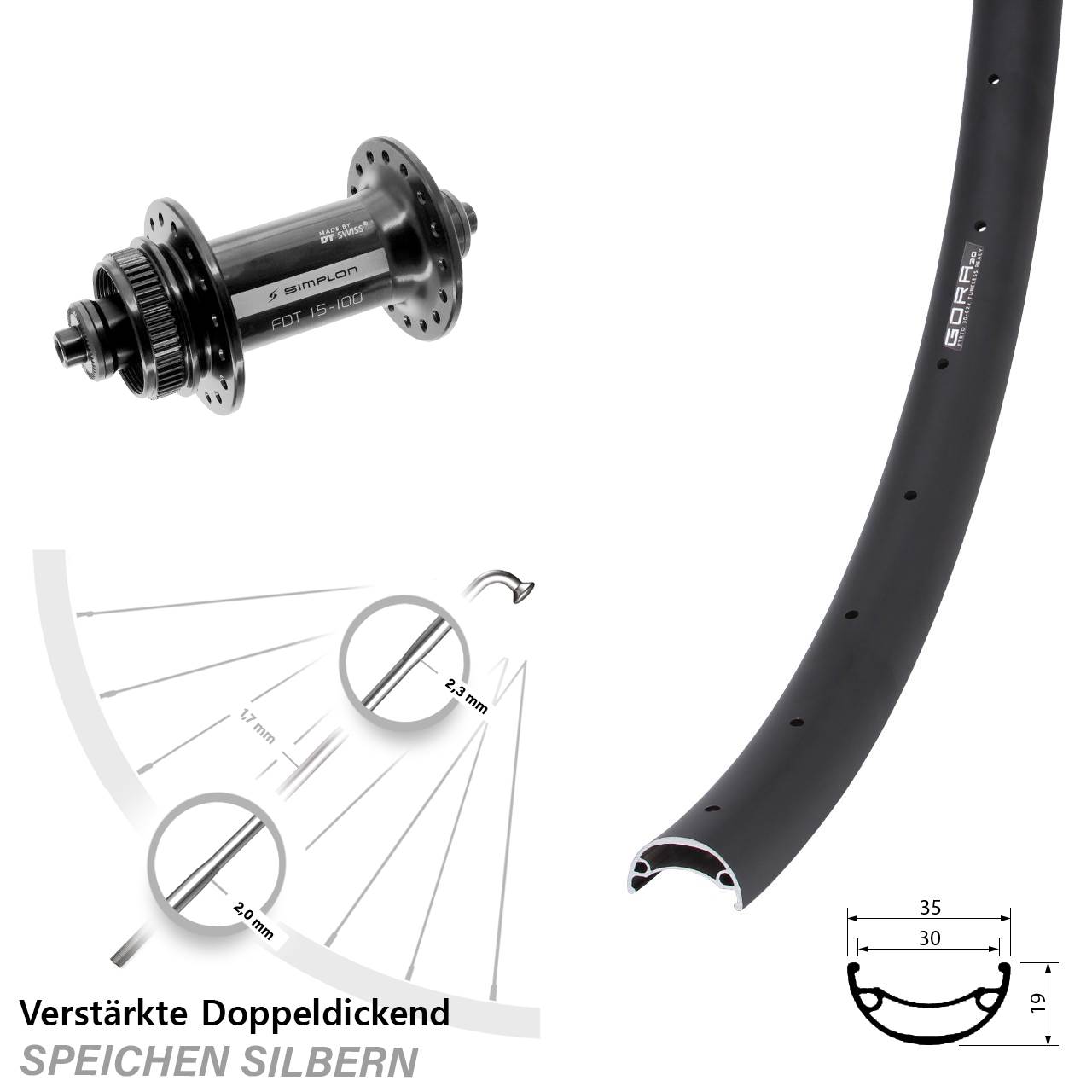 29 Zoll Gora 30 DT Swiss 370 Vorderrad Centerlock QR