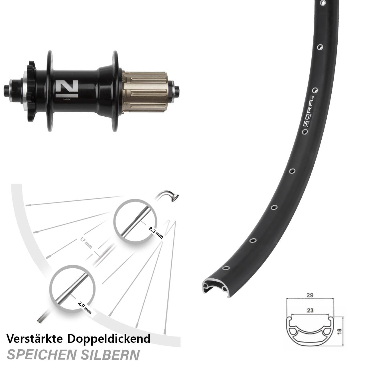 Hinterrad 6-Loch 26 Zoll Gora 23 Novatec D-042SB 8-11 fach QR