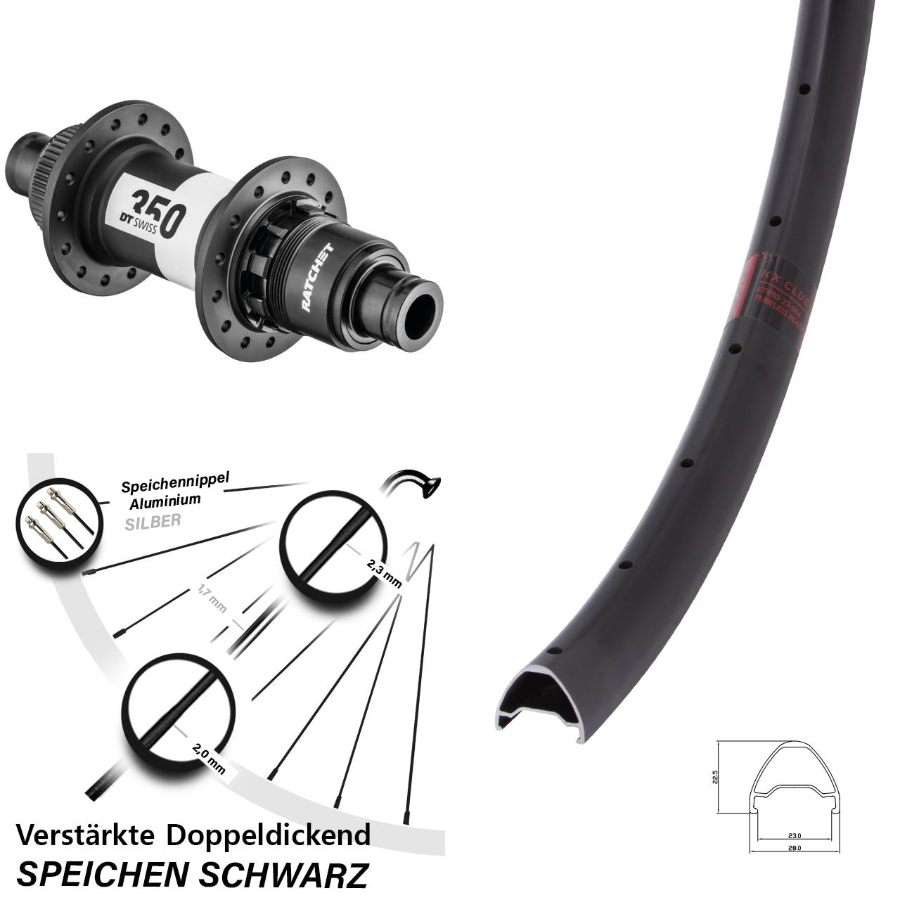 KX Clue DT Swiss 350 CL SRAM XD 28 Zoll Hinterrad Centerlock 12x142