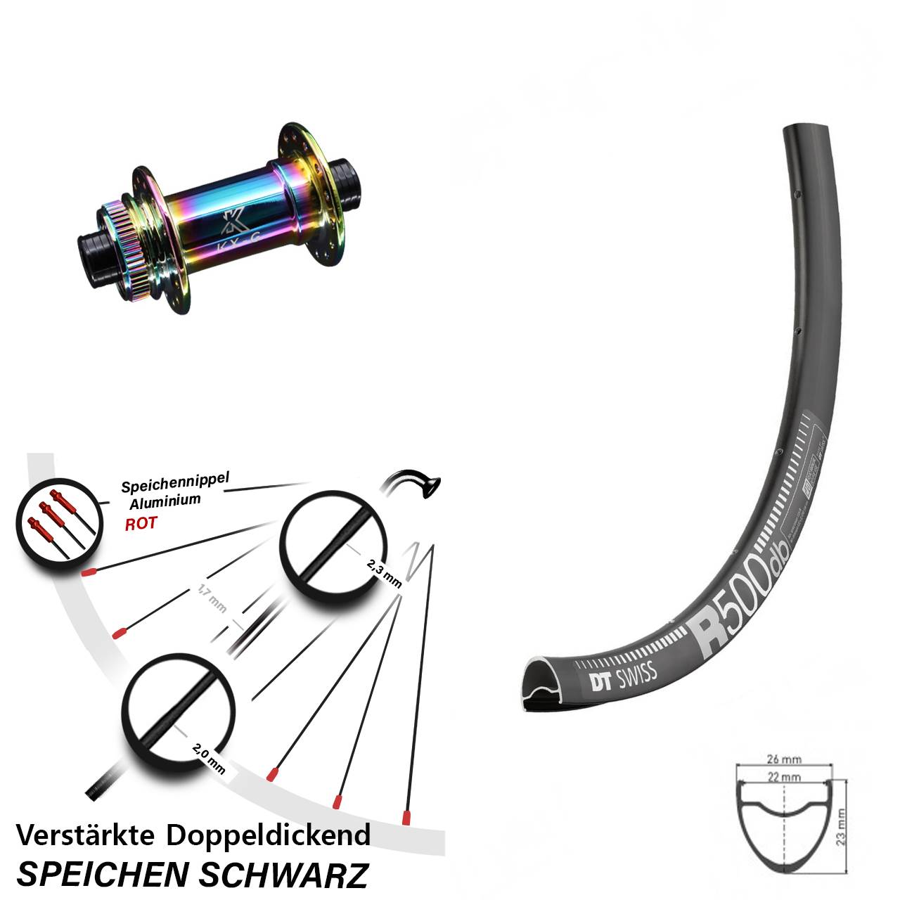 DT Swiss R 500 KX-G Oilslick 29 Zoll Disc Laufrad 12x100