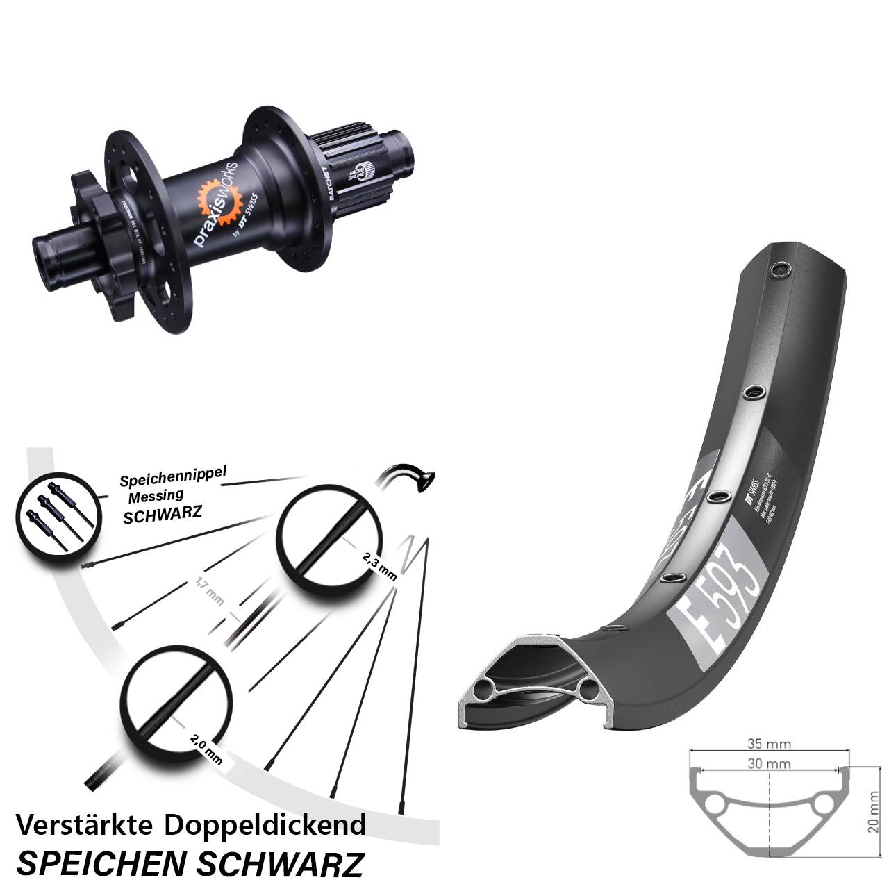 Disc Laufrad 12x142 650B DT Swiss E593 350 Micro Spline