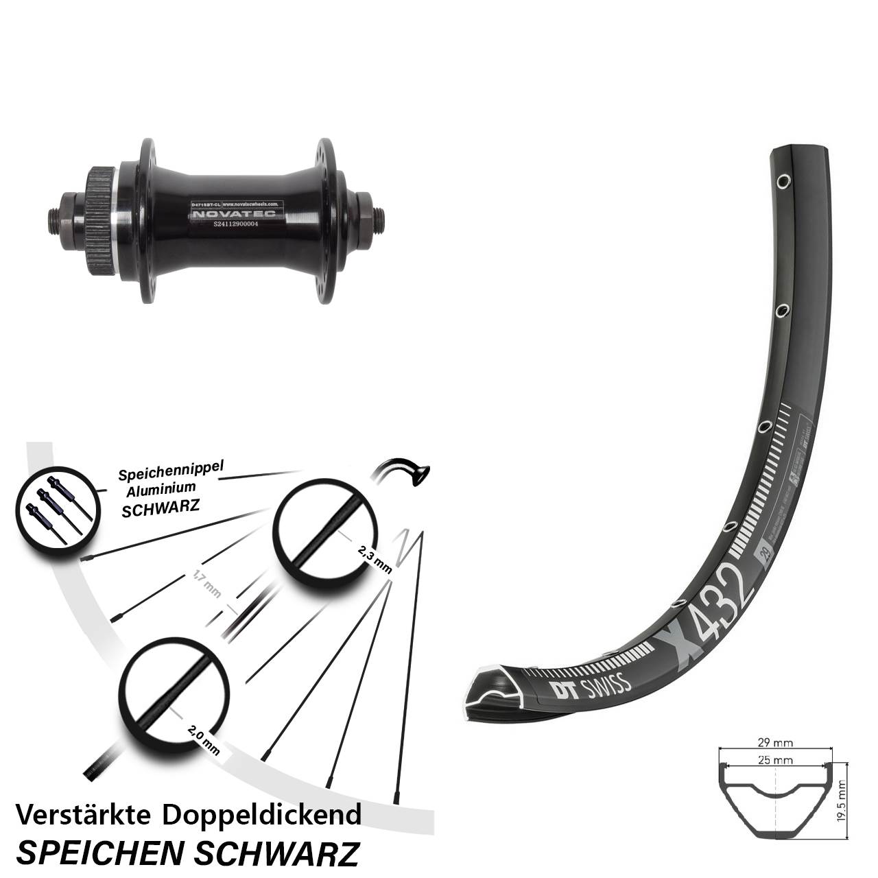 Disc Laufrad 29 Zoll DT Swiss X432 Novatec D471 QR