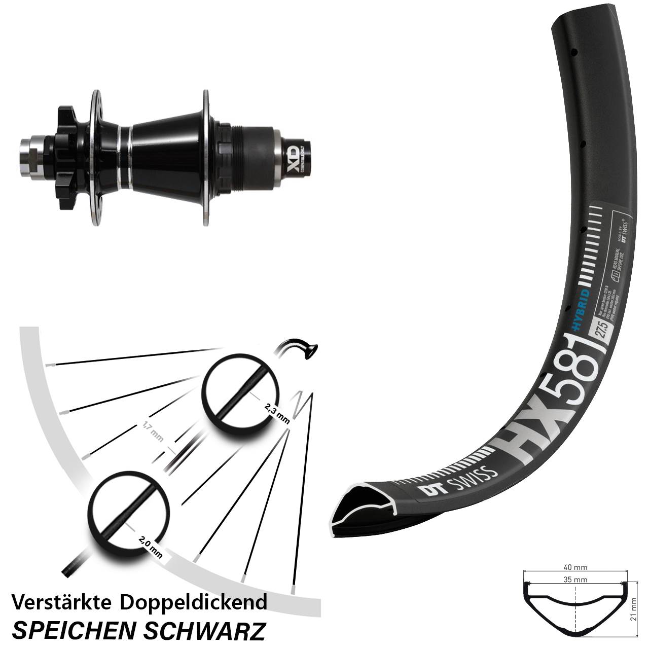 Disc Hinterrad 12x142 27,5 Zoll DT Swiss HX581 Formula GDC XD 11-12 fach
